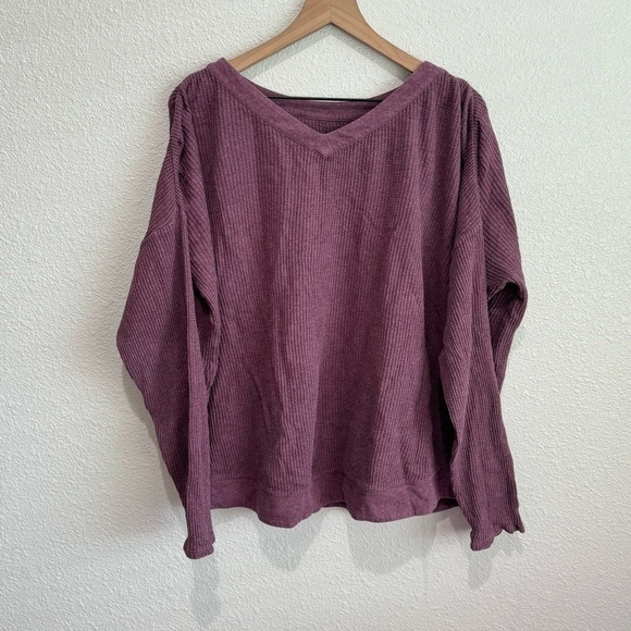 J. Jill Women's Large Tall Oversized Waffle Knit Sweater Dusty Pink Mauve Cotton - Picture 1 of 9